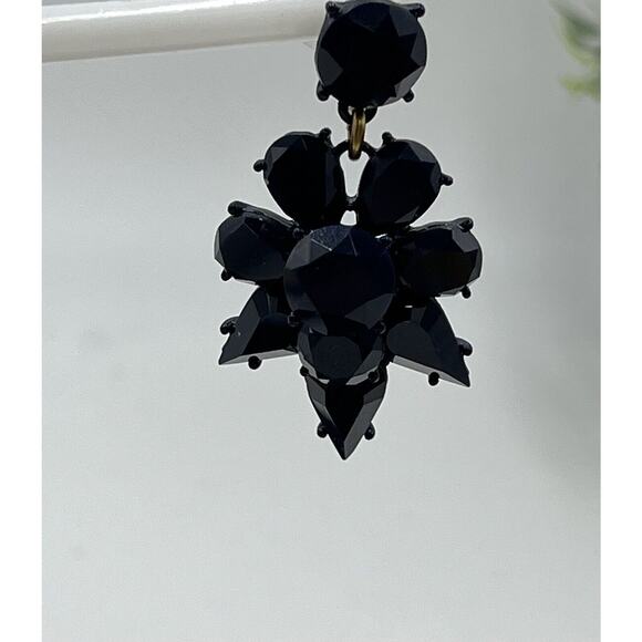 J. Crew Designer Blue Crystal Cut Stone Flower Shape Dangle Statement Earrings - Picture 14 of 14